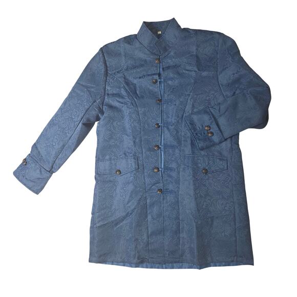 Unbranded Other - Blue Jacquard Tunic Jacket 3XL Mandarin Collar Ornate Button Damask Cosplay